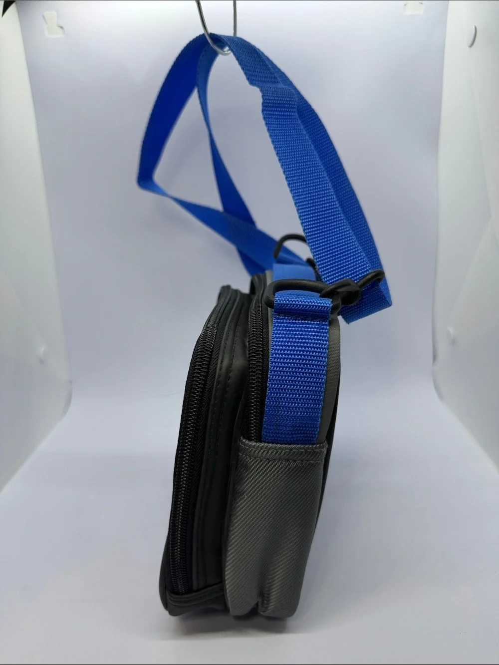 Blue and Gray Men's Messenger Crossbody